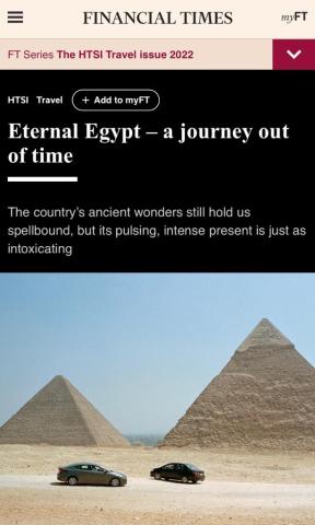 صحيفة Financial Times البريطانية تسلط الضوء على عدد من المقومات السياحية والأثرية بالمقصد السياحي المصري