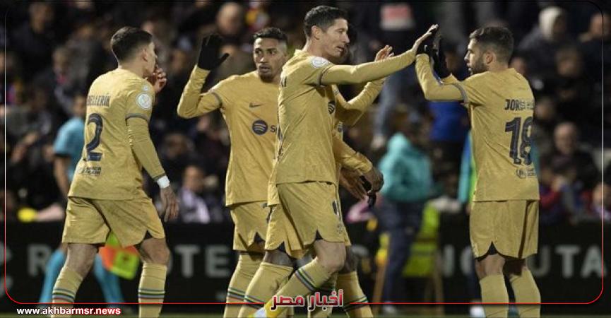 احتفال لاعبي برشلونة