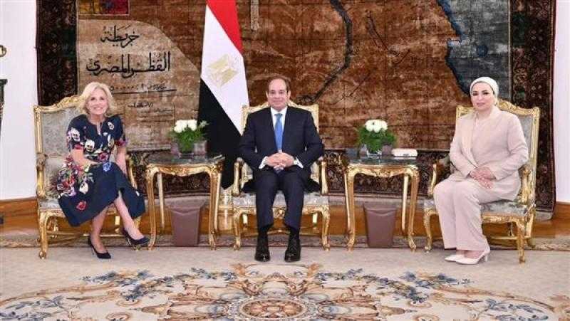 الرئيس السيسي وقرينته يعربان عن اعتزاز مصر بالشراكة الاستراتيجية مع أمريكا