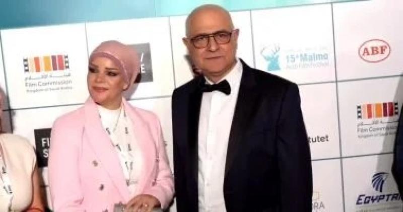 صبرى فواز وطارق الشناوى على السجادة الحمراء لمهرجان مالمو للسينما العربية