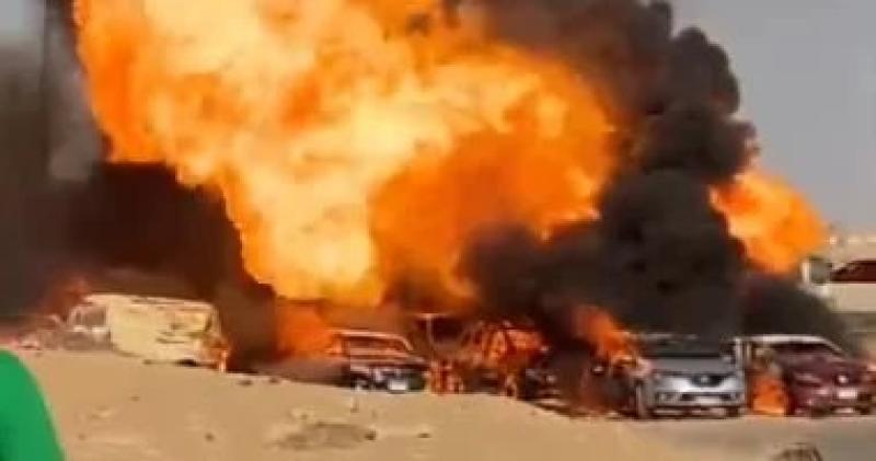 السيطرة على حريق انفجار خط غاز طريق الواحات